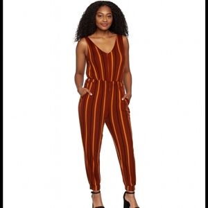 ShoSho Brown Striped Jumpsuit Size Med